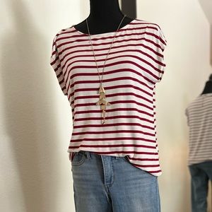 Red & White Striped Tshirt by Green Envelope